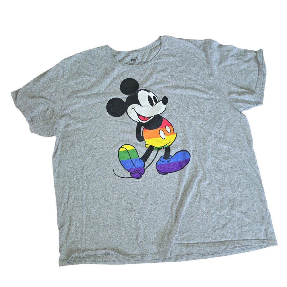 Disney Pride Collection Mickey Mouse Rainbow Graphic Tee Gray 3XL